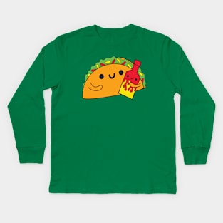 Taco Loves Hot Sauce Kids Long Sleeve T-Shirt